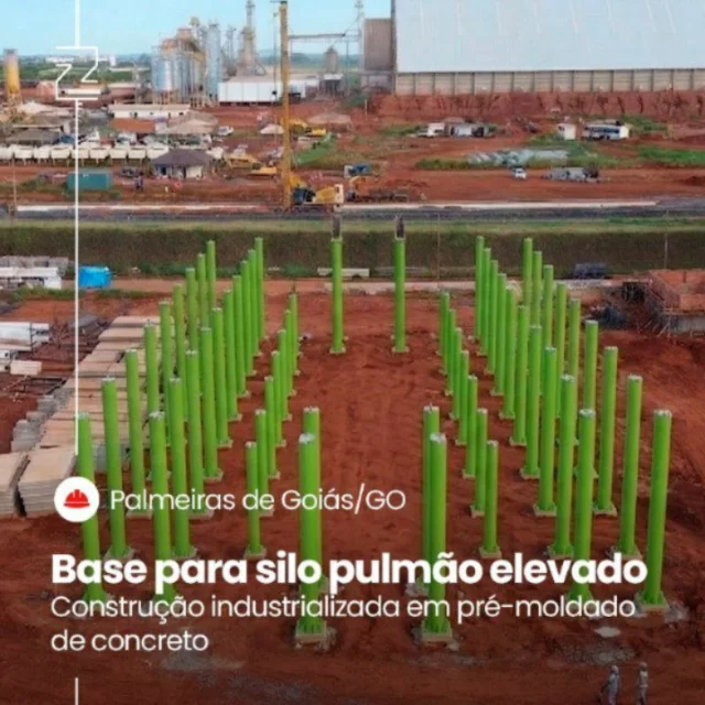 🏗️Obra em andamento!Construção de silo pulmão elevado, construção industrializada em pré-moldado de concreto, para recebimento do grão do armazém para a fábrica de óleo de soja.Uma solução que amplia a capacidade de armazenamento e contribui para maior eficiência na operação industrial.▪️Capacidade para 11.000 toneladas de soja.📍 Obra na cidade de Palmeiras de Goiás/GO para o Cliente Comigo#ZorteaConstruções #ConstruçãoIndustrial #Agroindústria #Engenharia #PréMoldado
