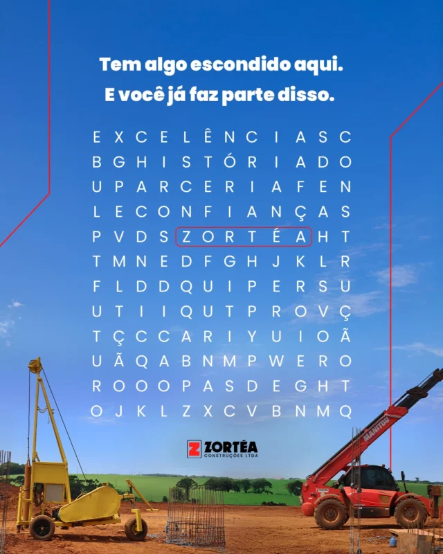 Qual palavra que você encontrou primeiro? Comenta aqui embaixo!Esse caça-palavras não é apenas um jogo, é o que sustenta a nossa trajetória.Isso é tudo (e muito mais) o que você vai ver no dia 15/05, aniversário de 47 anos da Zortéa!Prepare-se! Porque a nossa história vai ganhar um novo significado.#ZorteaConstruções #CelebrandoNossaHistória #OrgulhoDeSerZortéa #HistóriasQueInspiram