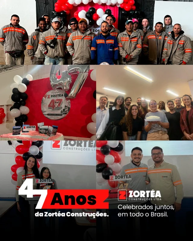 A celebração dos 47 anos da Zortéa Construções foi um momento de conexão entre pessoas que fazem parte da mesma história, mesmo estando em diferentes cidades e frentes de trabalho.Equipes reunidas em obras, unidades e escritórios espalhados pelo Brasil acompanharam juntas esse marco. Cada foto deste carrossel representa mais do que um local: representa pessoas que ajudam a construir nossa trajetória todos os dias, com dedicação, compromisso e orgulho de fazer parte.Obrigado a todos que participaram desse momento conosco. ❤️🙏#ZorteaConstruções #Zortéa47Anos #CelebrandoNossaHistória #CelebrandoNossaGente #OrgulhoDeSerZortéa