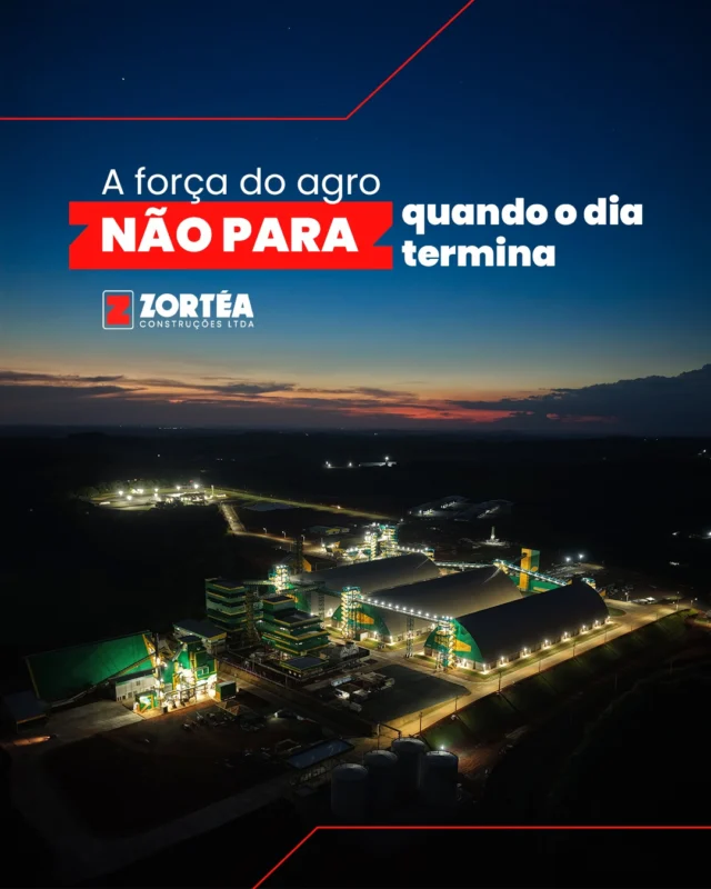 Quando as luzes se acendem, a grandiosidade da obra ganha uma nova perspectiva. Mas o que permanece aceso também é o compromisso com a qualidade, a segurança e a excelência em cada projeto que entregamos.Uma obra iluminada é mais do que uma bela imagem. Ela representa planejamento, engenharia, precisão e a soma de muitas etapas executadas para transformar um projeto em realidade.Enquanto o agronegócio segue em movimento, dia e noite, a infraestrutura que o sustenta precisa estar preparada para acompanhar esse ritmo.E é assim que construimos o futuro: com estruturas sólidas, soluções eficientes e compromisso em cada entrega.#ZorteaConstruções #Agroindústria #ConstruçãoIndustrial #Engenharia #ConstruindoOFuturo